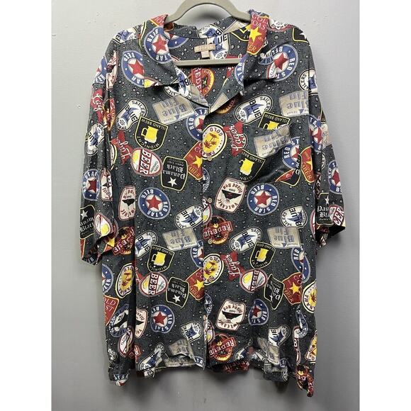 George Shirt Mens 3XL All Over Beer Label Hawaiian Shirt Short Sleeve Brew‎ Ale - Picture 1 of 6